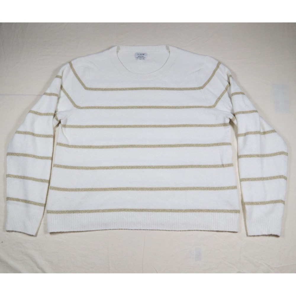 J. Crew Factory Shimmer Striped Crewneck Sweater Festive Warm Party Size XL